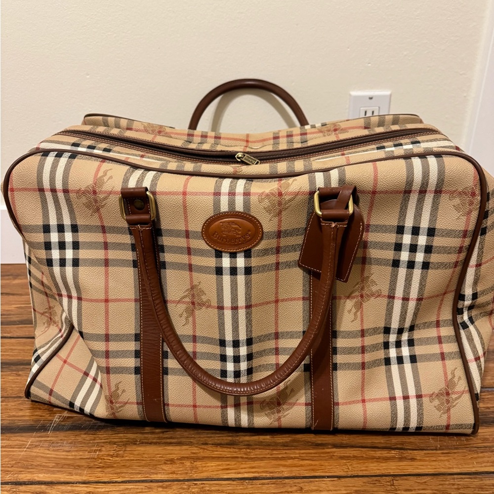 Vintage Burberry Duffle Travel Bag